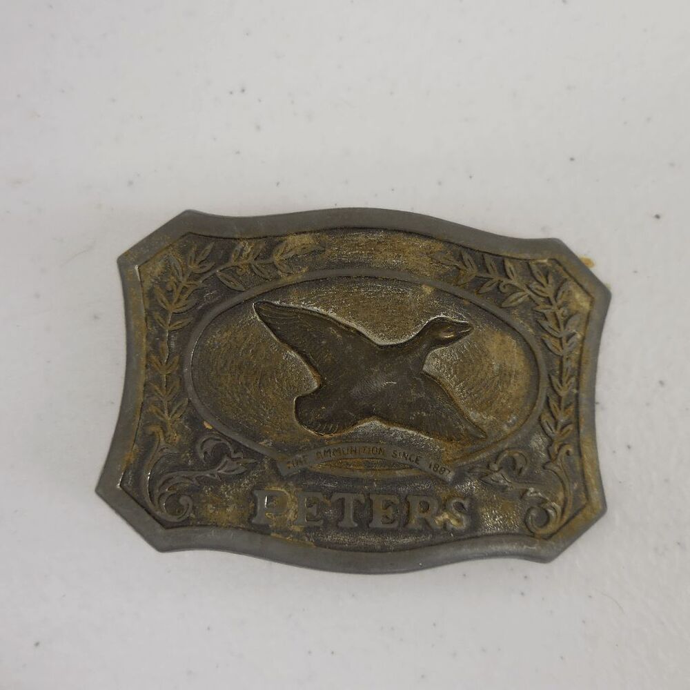Peters Cartridge‎ Duck Hunt Hunting Hunter Ammo Ammunition Gift Vtg Belt Buckle
